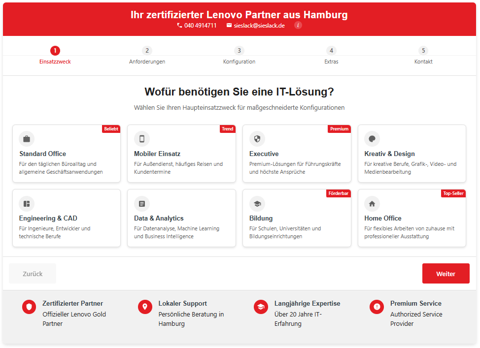 In 5 Minuten zum perfekten Lenovo-Laptop – mit dem neuen Online-Beratungstool von Sieslack 1 - Sieslack GmbH - Lenovo Store Hamburg Sieslack Shop Tool Screenshot 1 - Sieslack GmbH - Lenovo Store Hamburg